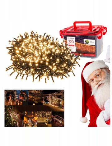 Instalatie pentru exterior, 14 m, 720 LED-uri Luxuriance Lights, alb cald