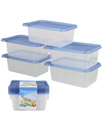 Set recipiente 5 bucati STARPLAST, transparent/albastru