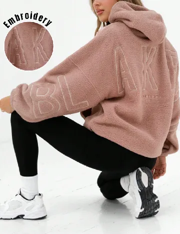 Hanorac Oversize SHEIN, roz pudra inchis