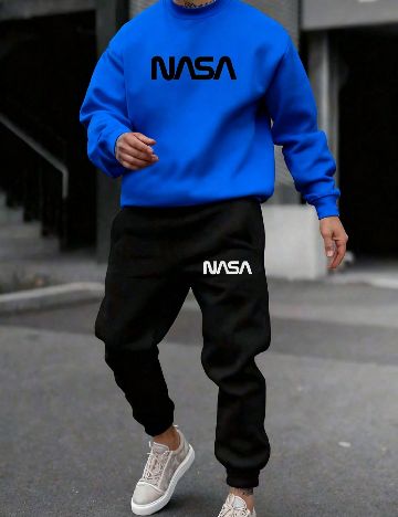 Compleu SHEIN Plus Size Men, albastru/negru