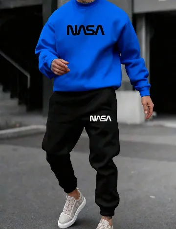 Compleu SHEIN Plus Size Men, albastru/negru