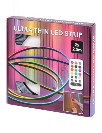 Bandă LED Ultra Subțire 2 x 2.5 m ACTION, mix culori
