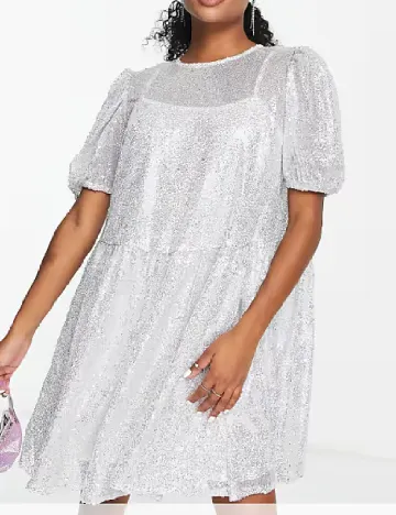 Rochie scurta Collective The Label, argintiu