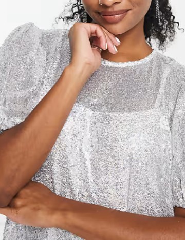 Rochie scurta Collective The Label, argintiu