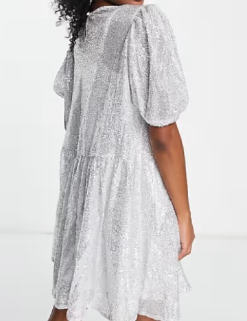 Rochie scurta Collective The Label, argintiu