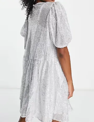 Rochie scurta Collective The Label, argintiu