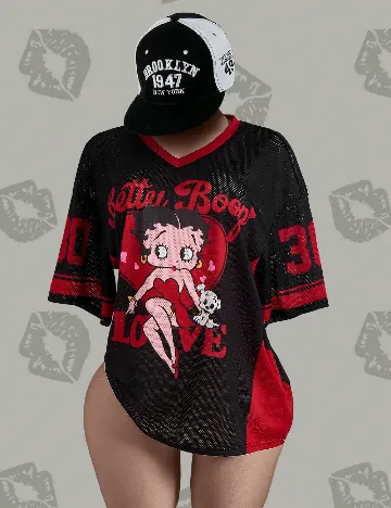 Tricou Oversize SHEIN CURVE, negru/rosu