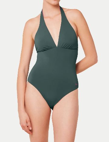 Costum de baie reversibil Triumph, verde/roz