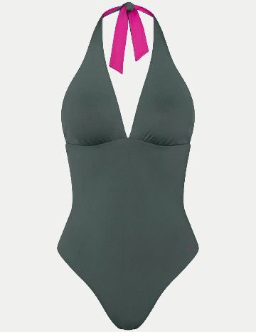 Costum de baie reversibil Triumph, verde/roz