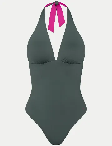 Costum de baie reversibil Triumph, verde/roz