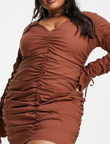 Rochie scurta SIMMI Plus Size, maro