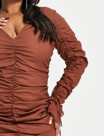 Rochie scurta SIMMI Plus Size, maro