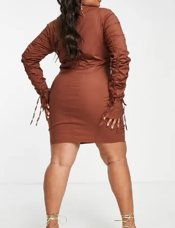 Rochie scurta SIMMI Plus Size, maro