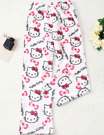 Pantaloni de pijama SHEIN, alb/roz