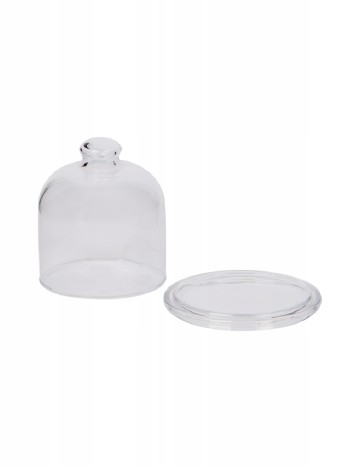 Mini platou de sticlă cu capac tip cupolă ACTION, transparent