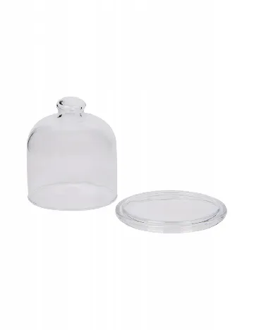 Mini platou de sticlă cu capac tip cupolă ACTION, transparent