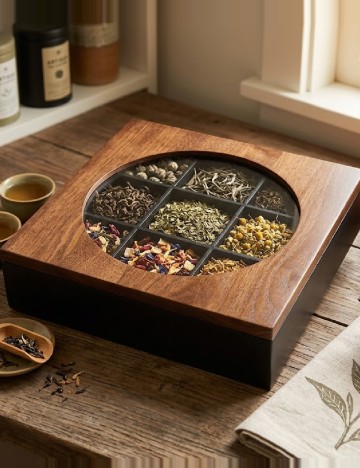 Cutie de depozitare a ceaiului Flexible BV, maro/negru