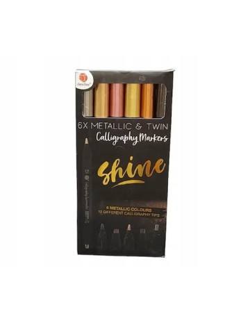 Set markere caligrafice metalice 6 bucati Deco Time, mix culori