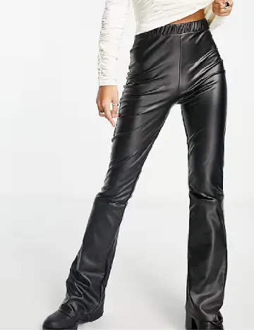 Pantaloni imitatie de piele COLLUSION, negru