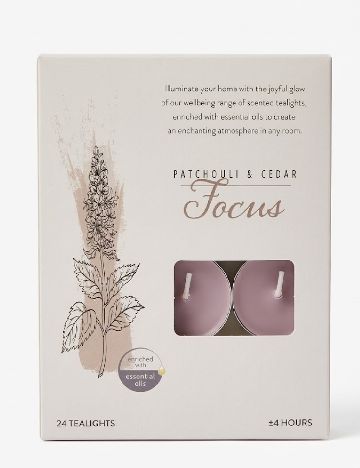 Set lumanari parfumate Patchouli & Cedru, 24 bucati ACTION, maro