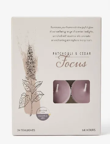 Set lumanari parfumate Patchouli & Cedru, 24 bucati ACTION, maro