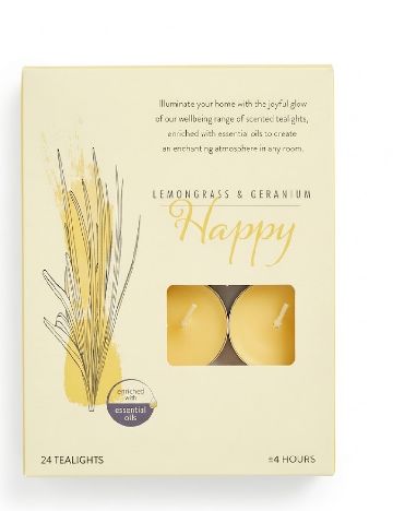 Set lumanari parfumate Lemongrass & Mușcată, 24 bucati ACTION, galben