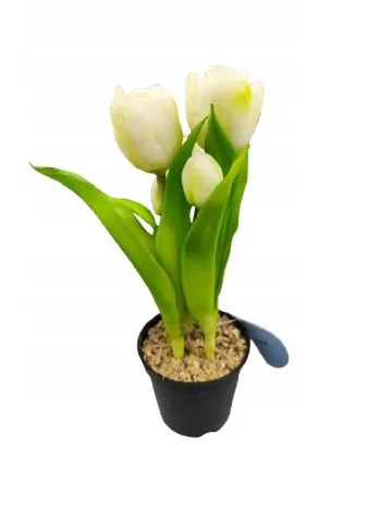 Lalele artificiale albe in ghiveci, 25 cm Home Accents, alb/verde