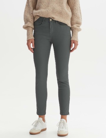 Pantaloni imitatie de piele Opus, gri