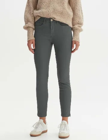 Pantaloni imitatie de piele Opus, gri