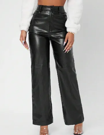 Pantaloni imitatie de piele SHEIN, negru