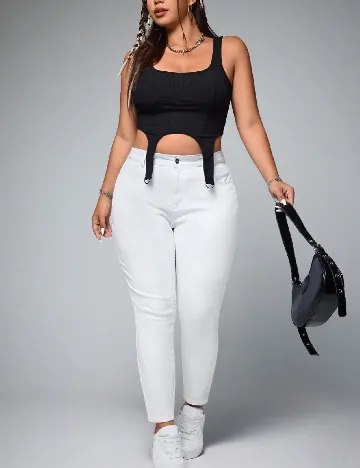 Blugi SHEIN CURVE, alb