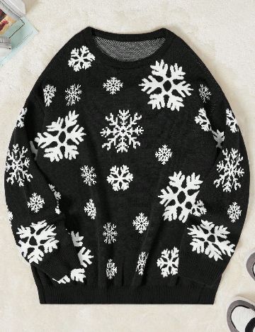 Pulover SHEIN, alb/negru