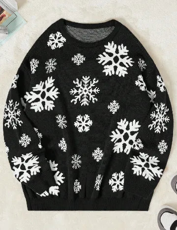 Pulover SHEIN, alb/negru