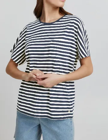 Tricou Oxmo, alb/bleumarin
