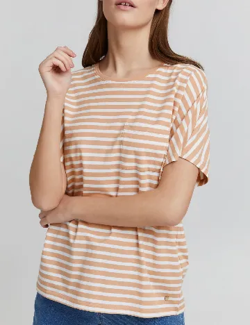 Tricou Oxmo, alb/maro