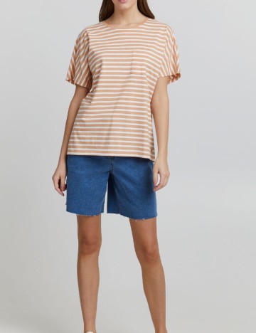 Tricou Oxmo, alb/maro