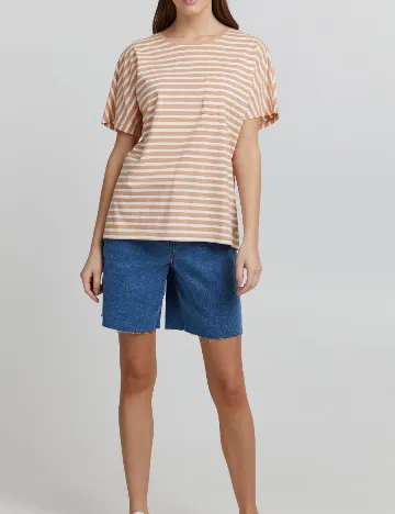 Tricou Oxmo, alb/maro