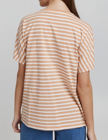 Tricou Oxmo, alb/maro