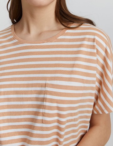 Tricou Oxmo, alb/maro