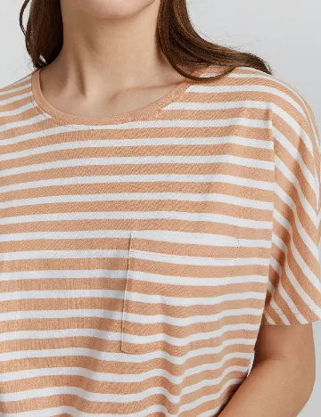 Tricou Oxmo, alb/maro