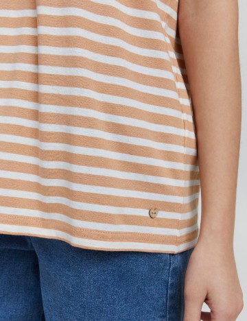 Tricou Oxmo, alb/maro