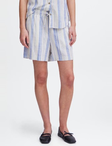 Pantaloni scurti Ichi, ecru/albastru