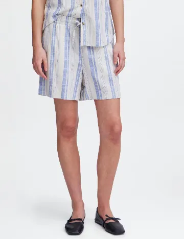 Pantaloni scurti Ichi, ecru/albastru