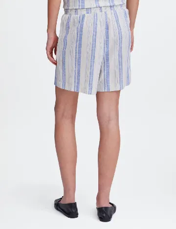 Pantaloni scurti Ichi, ecru/albastru