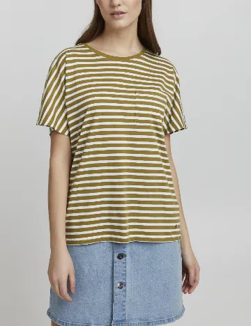 Tricou Oxmo, kaki/alb