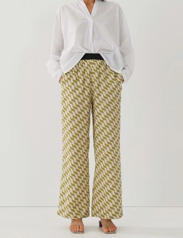 Pantaloni Someday, ecru/verde