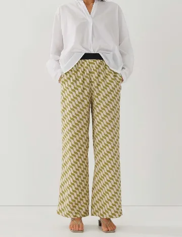 Pantaloni Someday, ecru/verde