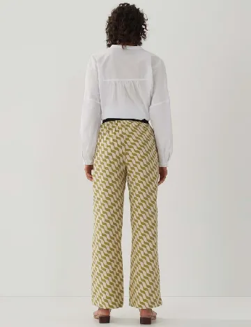 Pantaloni Someday, ecru/verde