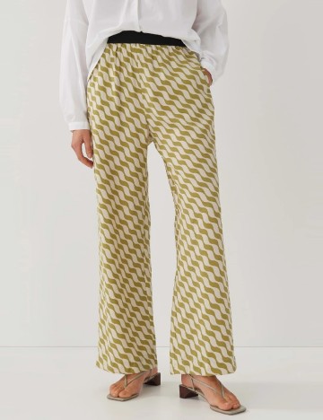 Pantaloni Someday, ecru/verde