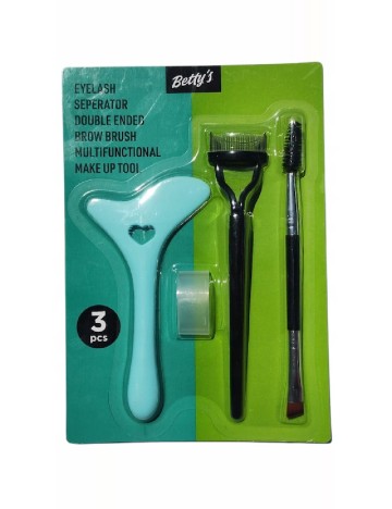 Set accesorii pentru sprancene si gene 3 bucati Betty's, albastru/negru